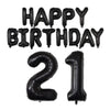 Happy Birthday Balloon Banner 40 Inch 21 Or 12 Balloon Number 16 Inch Happy Birthday Letters Balloons Black Foil Mylar Balloons