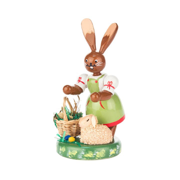 Alexander Taron 224-501 Dregeno Easter Figure-Rabbit with Lamb-4 H x 2.25 W x 2 D, Brown