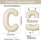 Biapian 40 Inch Letter C Balloons, Giant Cream C Foil Balloon, Big Single Alphabet A-Z Balloons, Beige Large Aluminum C Balloons