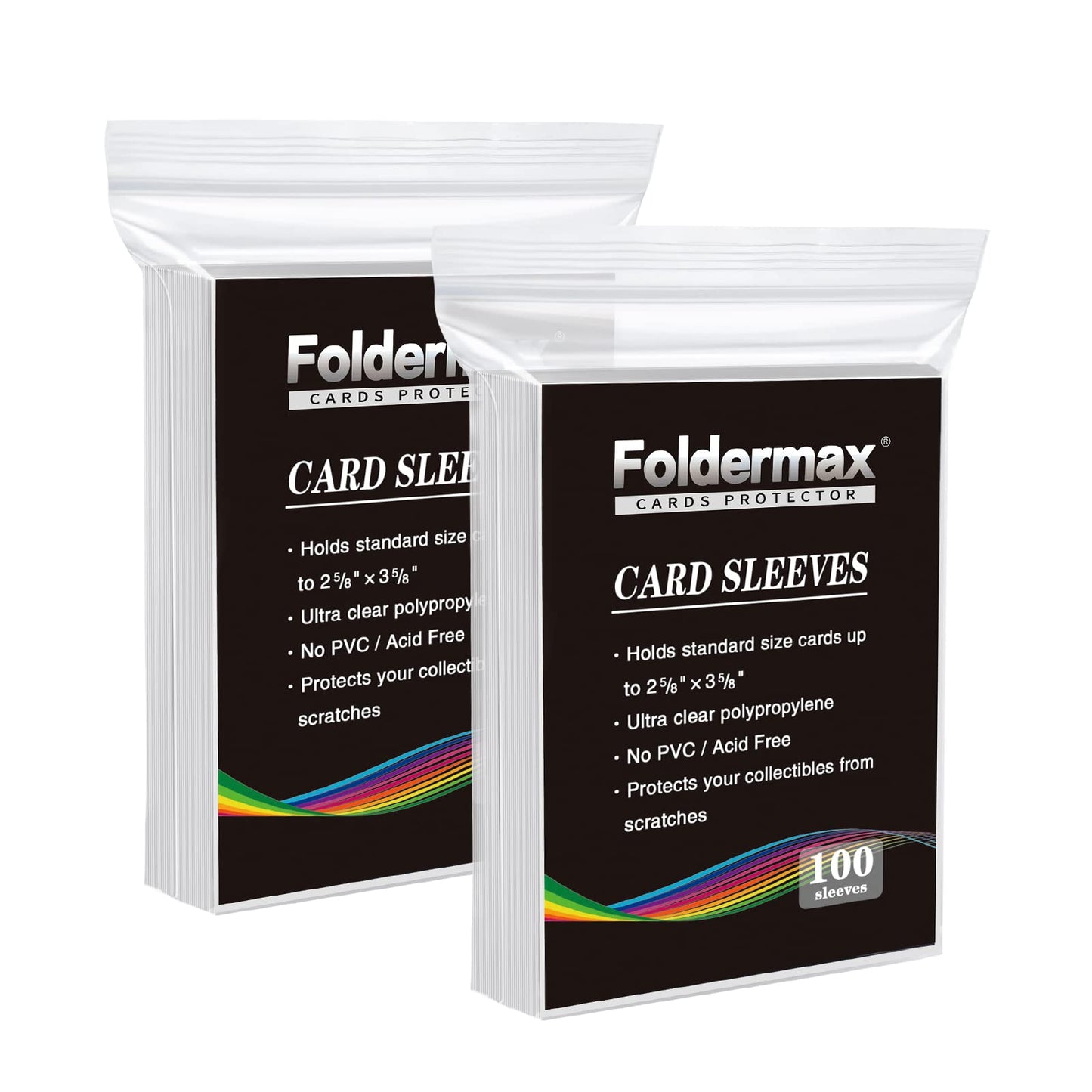 Foldermax Clear Penny Card Sleeves 200 Count, Plastic Card Protectors Soft Sleeves For Baseball Cards, Game/Trading Cards, 100 S