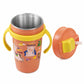 Nabhya Snoozy Stainless Steel Sipper Water Bottle, BpaFree Multi Cartoon Design Kids Water Bottle With Straw And Both Side Hand