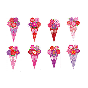 Motipuns 48 Set Valentines Day Flower Bouquet Craft Kit DIY Flower Paper Crafts Colorful Make Your Own Valentine Gifts for Teac
