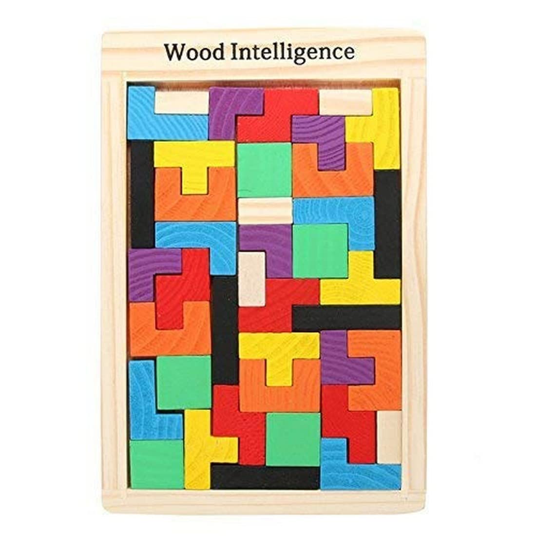 Peledianstar Tetris Puzzles For Kids, Wood Intelligence Brain Games Building Blocks 40 Pcs Tangram Jigsaw Teasers Educational To