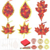 Zliisang 24PCS Make You Own Fall Crafts Kit Bulk Maple Leaf Paper Suncatchers DIY Kit for Autumn Thanksgiving Classroom Activiti