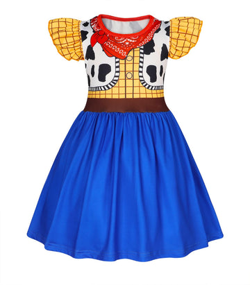 Eledobby Girls Woody Dress Toddler Woody Costume Princess Dress Up Halloween Outfit Birthday Party Clothes 3-4T
