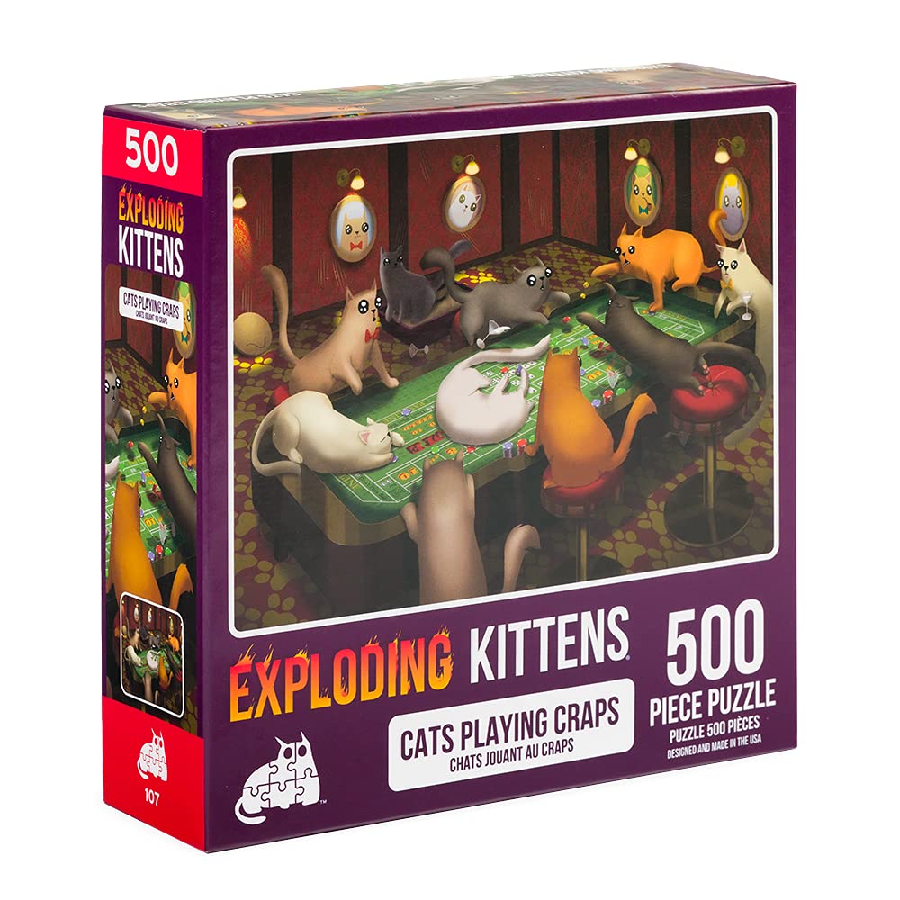 Cats Playing Chess Jigsaw Puzzle by Exploding Kittens - 1000 Pieces, Ideal for Adults, Teens, and Kids - A Funny and Artistic Ca