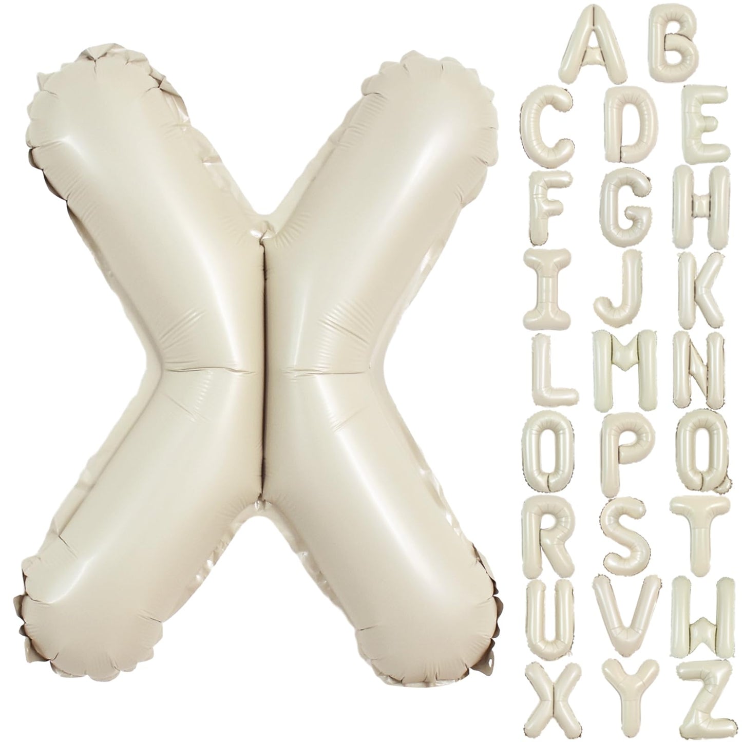 TONIFUL 40 Inch Large Cream White Letter X Balloons Giant Alphabet Letter Balloons,Foil Mylar Big Balloons for Birthday Party,An