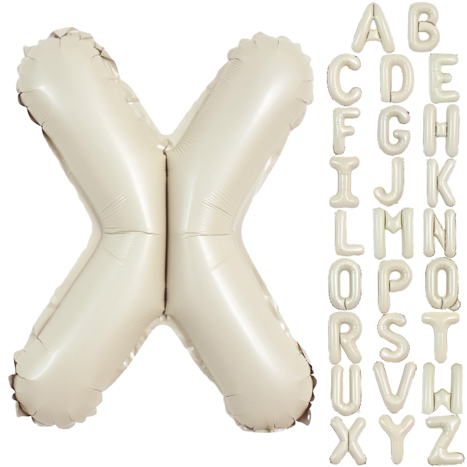 TONIFUL 40 Inch Large Cream White Letter X Balloons Giant Alphabet Letter Balloons,Foil Mylar Big Balloons for Birthday Party,An