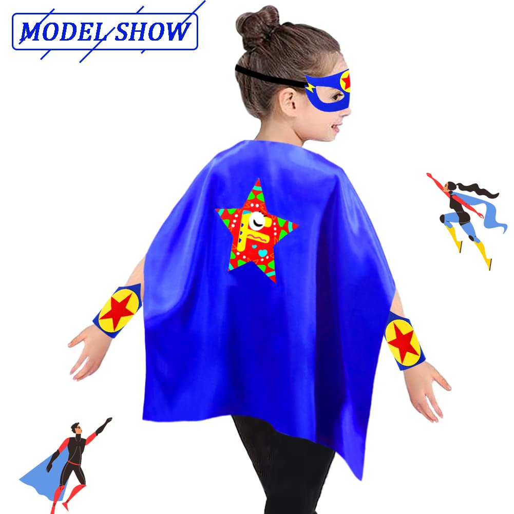 Irolewin Superhero Boys-Girls-Cape And Mask For Kids Super Hero Dress Up Costume Halloween Party Favors Double-Sided (Blue Red Yellow)