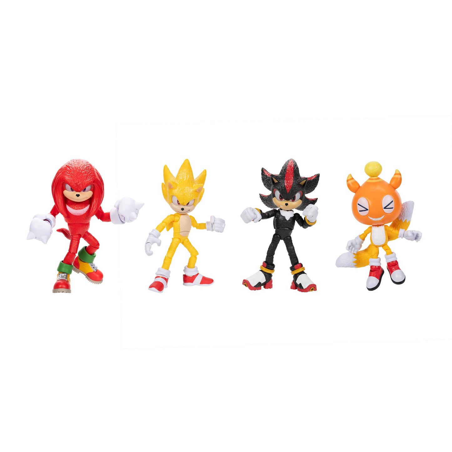 Sonic The Hedgehog 5-Inch Action Figure 4-Pack - Super Sonic, Shadow, Knuckles, Chao Mascot Tails, Articulated, Plastic, Model 427894