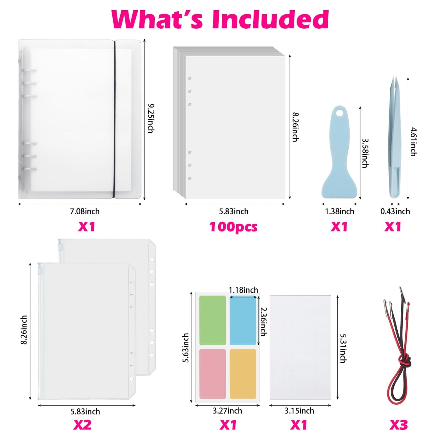 Sunezlgo Reusable Sticker Album With 100 Sheets, Collecting Book With Pockets, A5