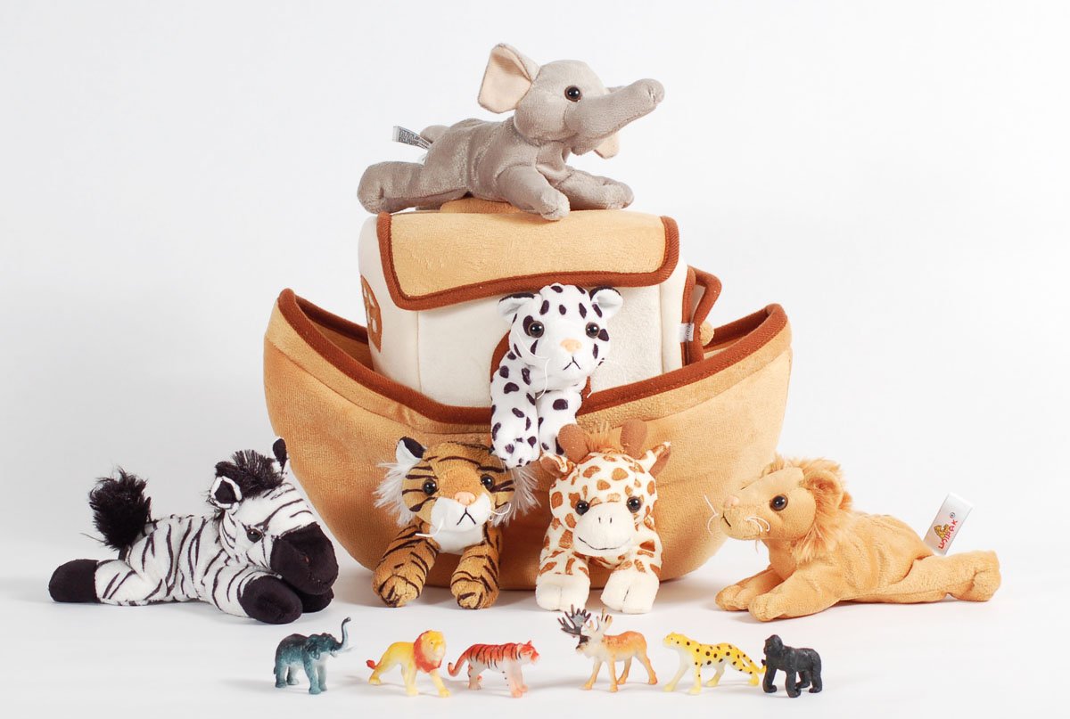 13'' Plush Noah'S Ark Playset With 6 Stuffed Animals (Elephant, Snow Leopard, Lion, Zebra, Tiger And Giraffe) And 6 Bonus Wild A