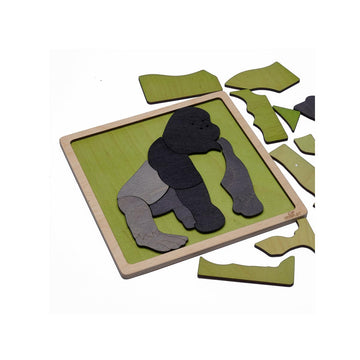 Mountain Gorilla Wooden Puzzle | 15 Pieces Jigsaw Puzzle | Endangered Animals For Kids 3 Years And Above