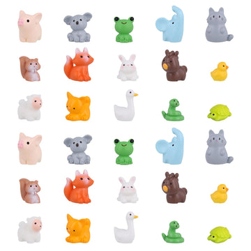 Nqeuepn 30Pcs Mini Resin Animals Set, 15 Styles Tiny Resin Animals Mini Resin Figures Miniature Garden Decor Mini Animals Figures For Diy Crafts Miniature Landscape Dollhouse Decoration