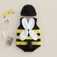 Mersariphy Infant Baby Outfits Girl Boy Cartoon Bees Romper Baby Halloween Costumes Fall Clothes With Hat (Stripes, 0-6 Months)