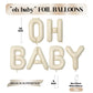 Biapian 40 Inch Oh Baby Letter Balloons, Big Beige Baby Foil Balloons, 6 Pcs Giant Alphabet Large Balloon Neutral Oh Baby Balloo