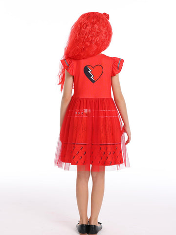 Wonderbabe Descendants Red Costume For Kids Bridget Pink Dress Red Descendants Costume Princess Halloween Dress Up Birthday Party Gift Size 5-6T