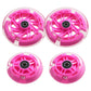 Front 120mm & Rear 80mm Light-Up Flashing 3-Wheeled kid Scooter Replacement Wheels  Complete Wheels Set for 3-Wheeled Kid Push Scooter  Set of 4 (Pink)