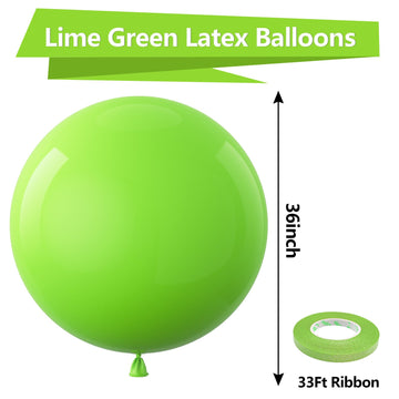 Bezente Lime Green Giant Balloons 36 Inch - 8 Pack Jumbo Green Balloons Large Round Light Green Latex Balloons For Birthday Baby