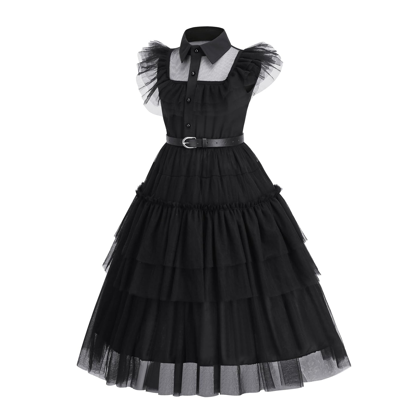 Ruxinrua Black Costume Dress, 4-13 Years Girls Outfits With Accessories Dress Up Set, Family Halloween Cosplay Party (9-10 Years)