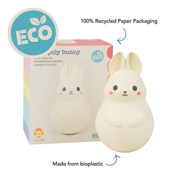 Tiger Tribe Roly Poly - Bunny, Tummy Time Baby Infant Toy, Wobbling, Soothing Sensory Toy, Gentle Tinkling Sound, Eco Bioplastic
