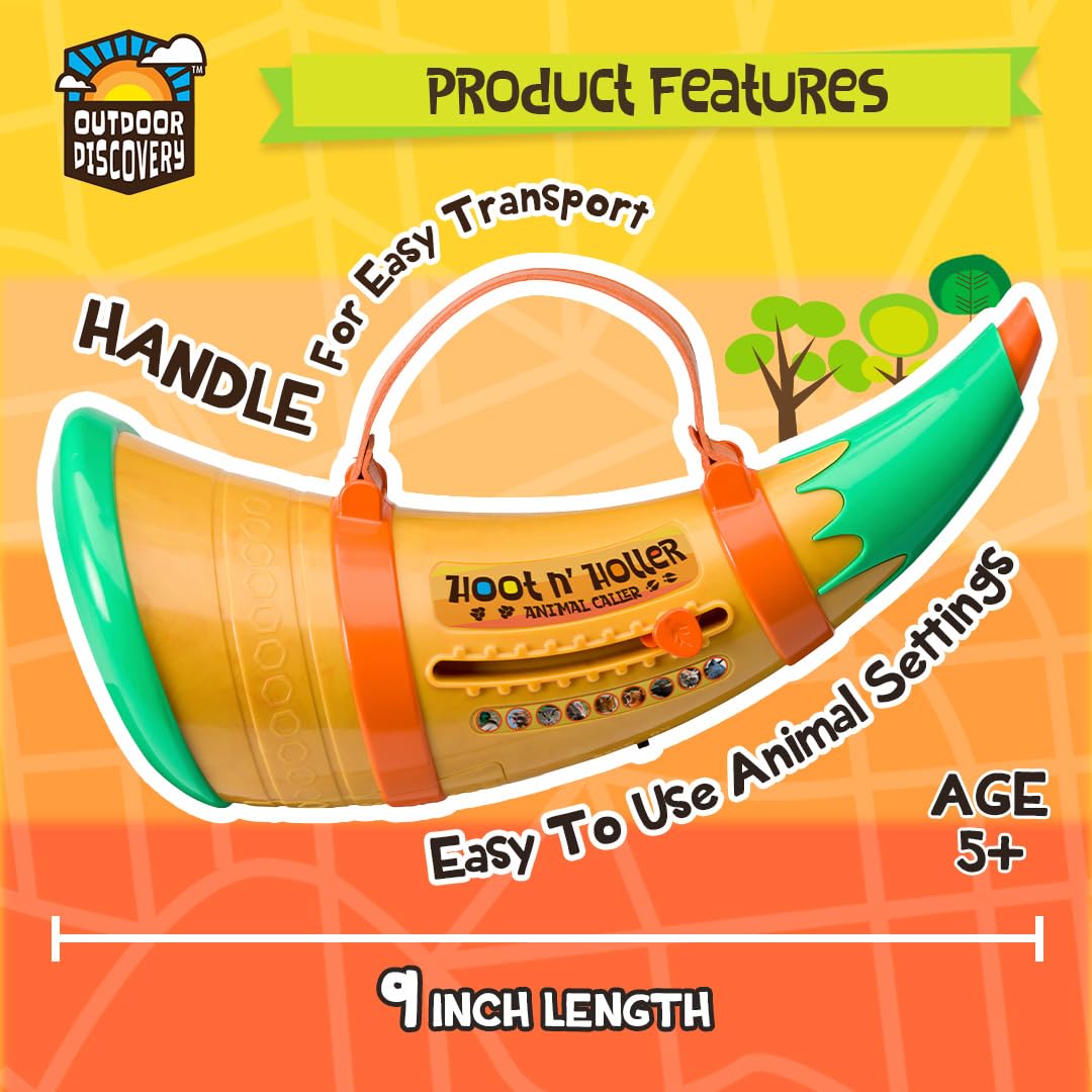 Toysmith Outdoor Discovery, Hoot-N-Hollar Animal Caller, 9'' Horn With 9 Animal Sounds, For Boys & Girls Ages 5+
