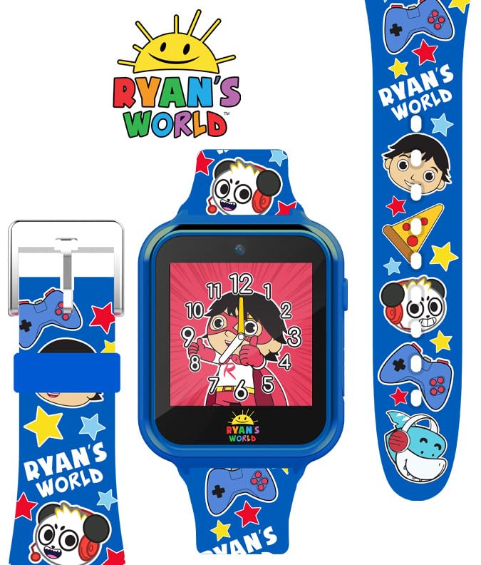 Accutime Kids Ryan'S World Royal Blue Educational Learning Touchscreen Smart Watch Toy For Boys, Girls, Toddlers - Selfie Cam, Learning Games, Alarm, Calculator, Pedometer And More (Model: Ryw4036Az)