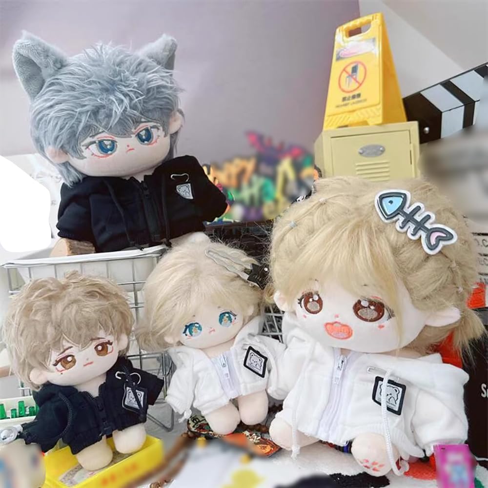 Niannyyhouse 10Cm~15Cm 20Cm Plush Doll Clothes Hoodie Cardigan Jacket Soft Stuffed Plush Toy Dress Up (White 10Cm~15Cm)