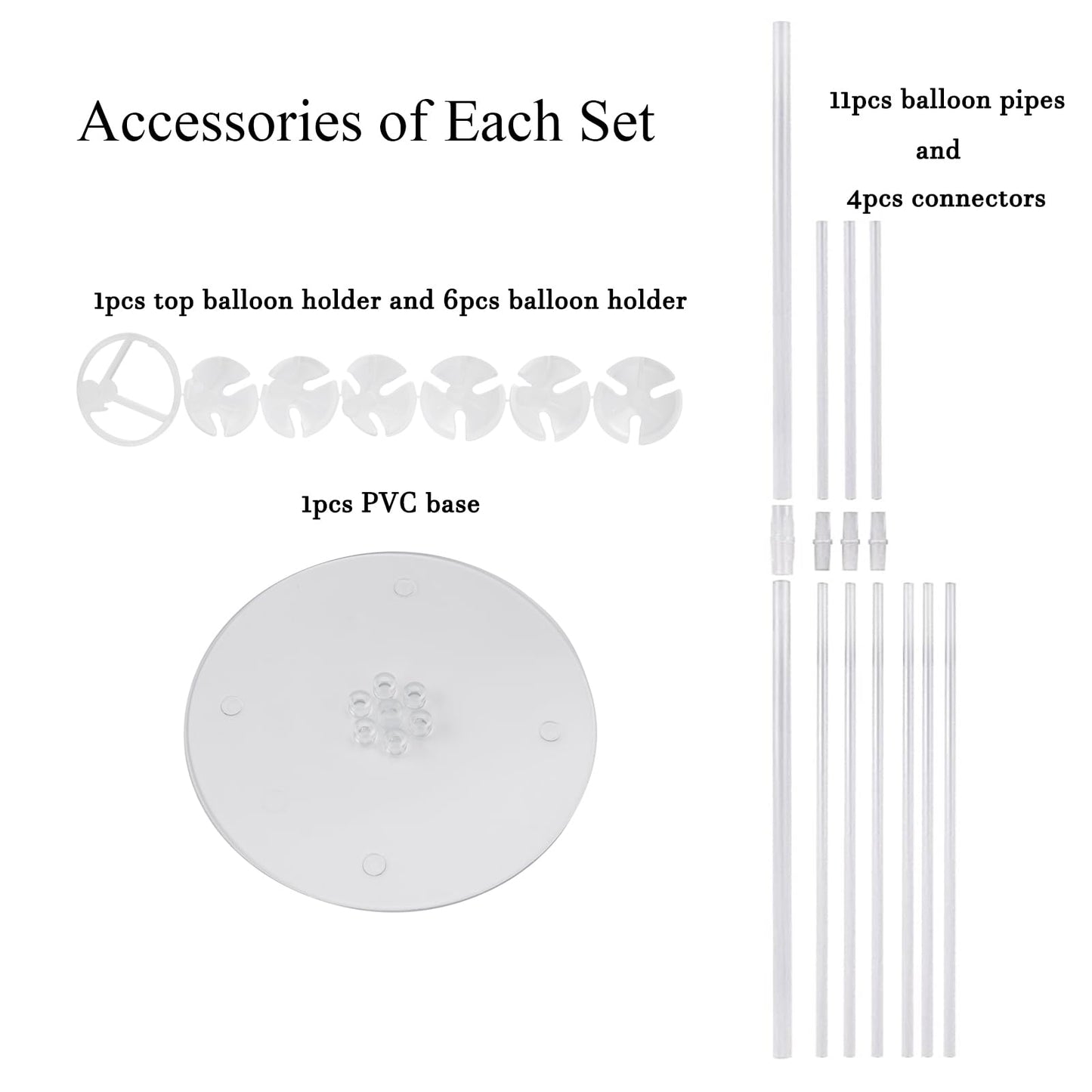 Jiesky 4Pcs 28'' Balloon Stand Kits, Pvc Tabletop Holder For Graduation, Baby Shower, Wedding Decorations