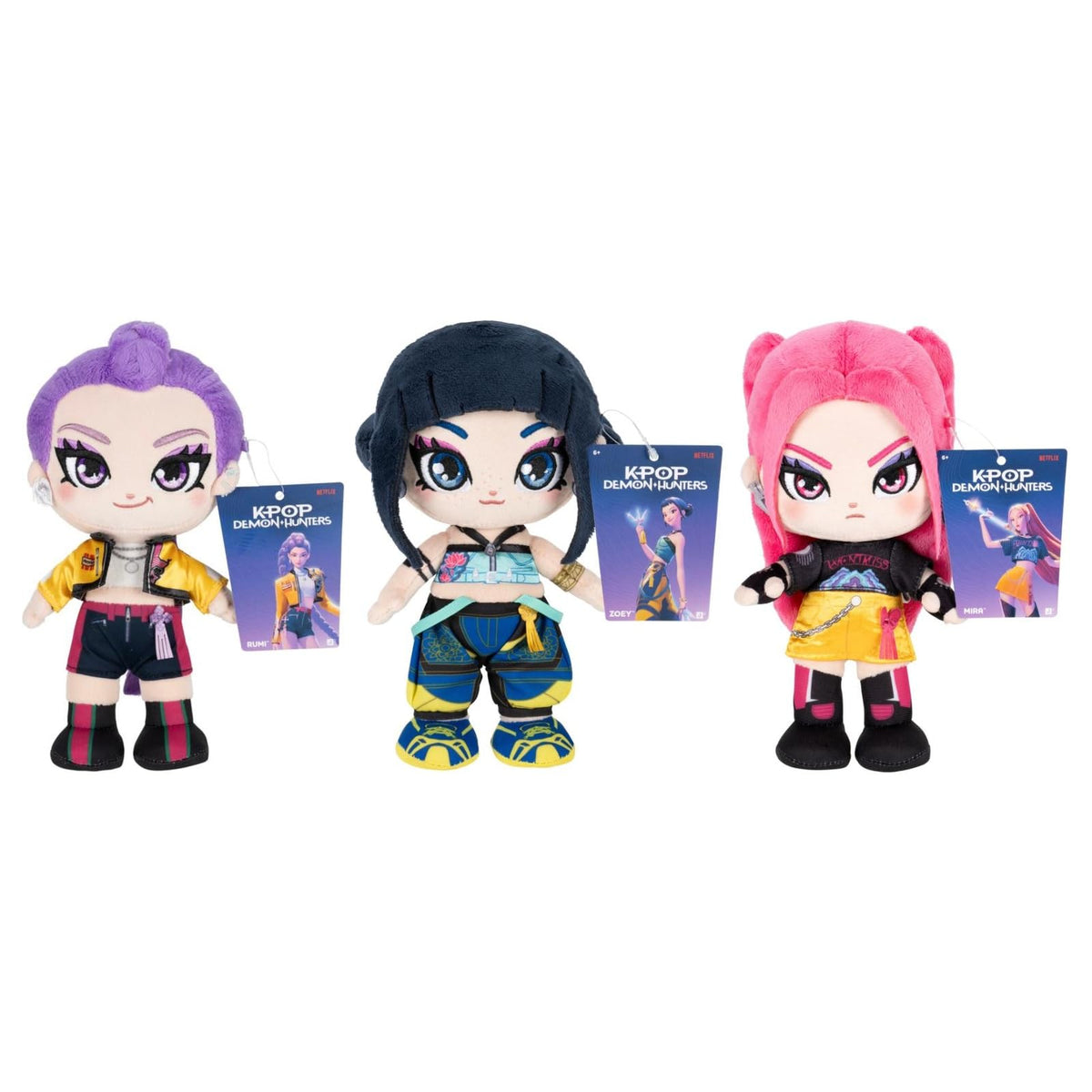 INCREDITOYZ Kpop Demon Hunters HUNTR/X Plush Bundle  3 Pack: 8 Inch Rumi, Zoey and Mira Collectible Plush Set, Complete Group, 