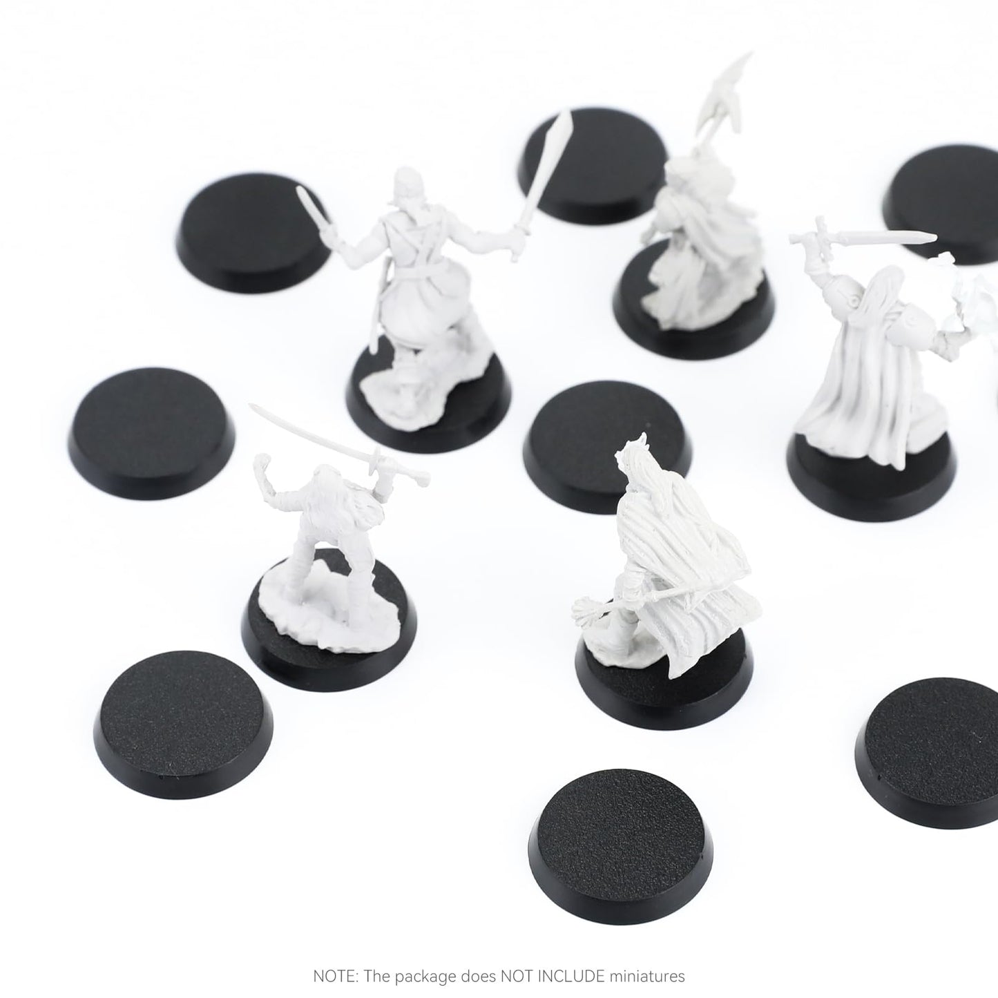 TITAWU 100PCS Miniature Bases+120PCS Adhesive, 25mm/0.98inch Textured Plastic Black Round Model Base for Gaming Miniatures or Wa