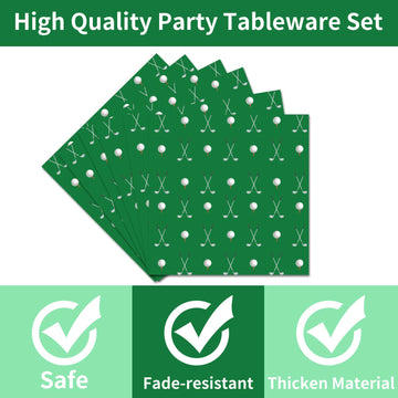 Golf Plates And Napkins Party Supplies -96Pcs Golf Themed Birthday Party Decorations Golf Paper Disposable Tableware Set For Bir