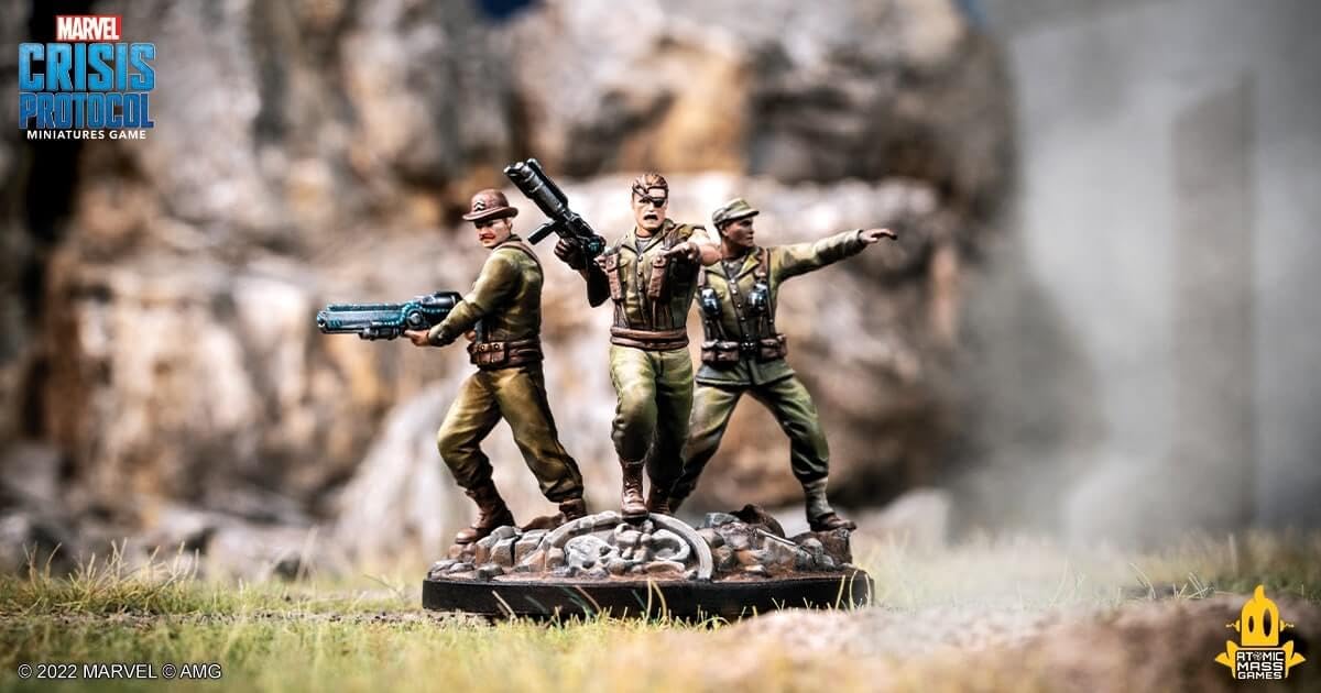 Atomic Mass Games Marvel: Crisis Protocol Nick Fury  Sr. & Howling Commandos Character Pack - Smash Hydra with This advanced Team! Tabletop Superhero Game  Ages 14+  2 Players  90 Min Playtime  Made