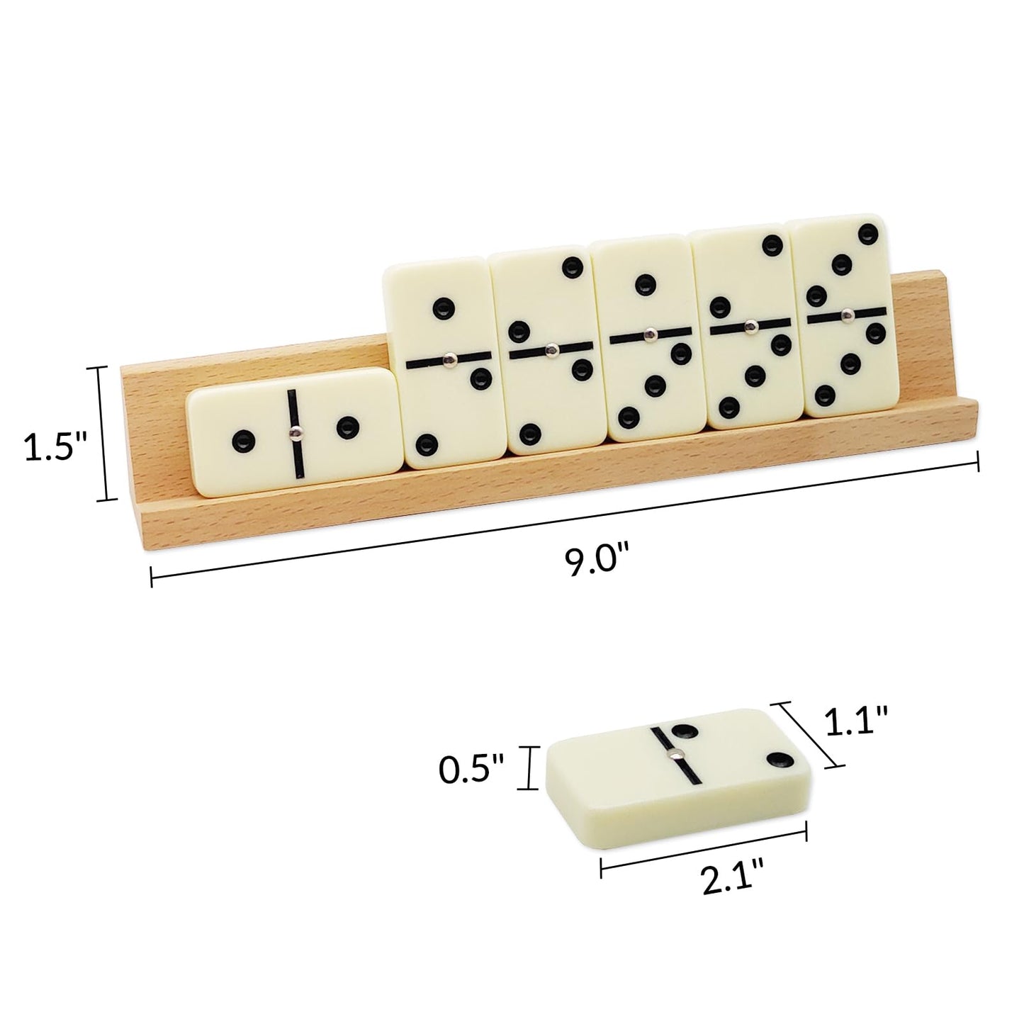 Midolite Dominos Set For Adults With 4 Wooden Racks, Double 6 Dominoes Game Set With 28 Colored Domino Tiles Double Six Dominos