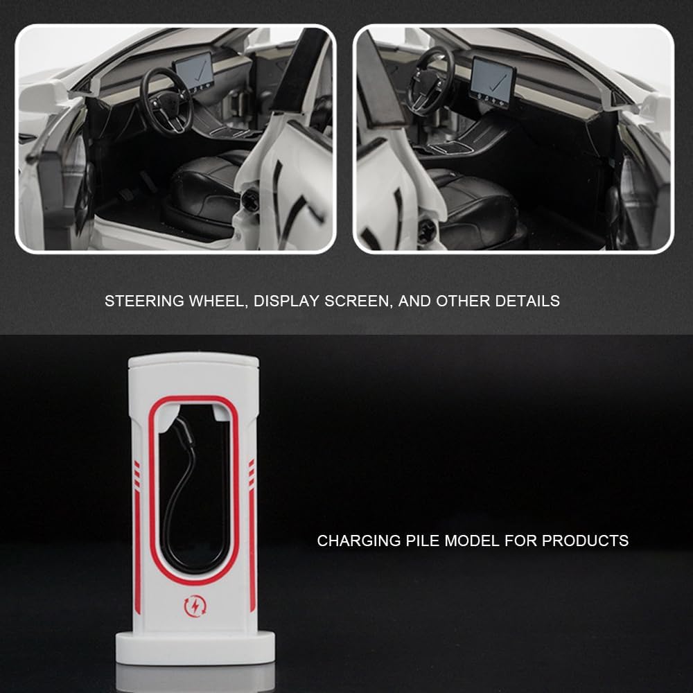 1/24 Model Y Toy Cars Alloy Diecast Model Car, Pull Back Model Y Model Car with Light, Big Model Y Diecast Car Model Toy Suitabl