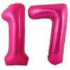 LHOAVWE Hot Pink 17 Balloons - 40 Inch Aluminum Birthday Decorations, 17th Anniversary Party Supplies