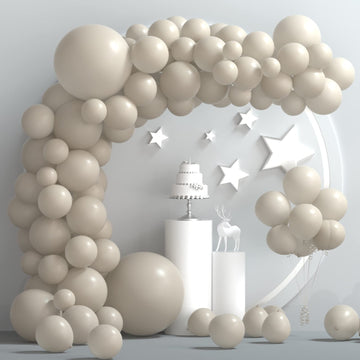 Tuparka 102 Pcs Sand White Balloons Garland Arch Kit White Sand Balloon Different Sizes 5 10 12 18 Inch Matte Sand White Party Balloons For Birthday Bride Baby Shower Wedding Party Decorations