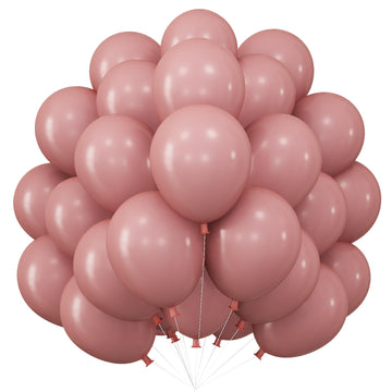 Dusty Pink Balloons Double Stuffed, 50Pcs 10 Inch Dusty Rose Helium Latex Balloons, Retro Blush Pink Mauve Party Balloons Boho P