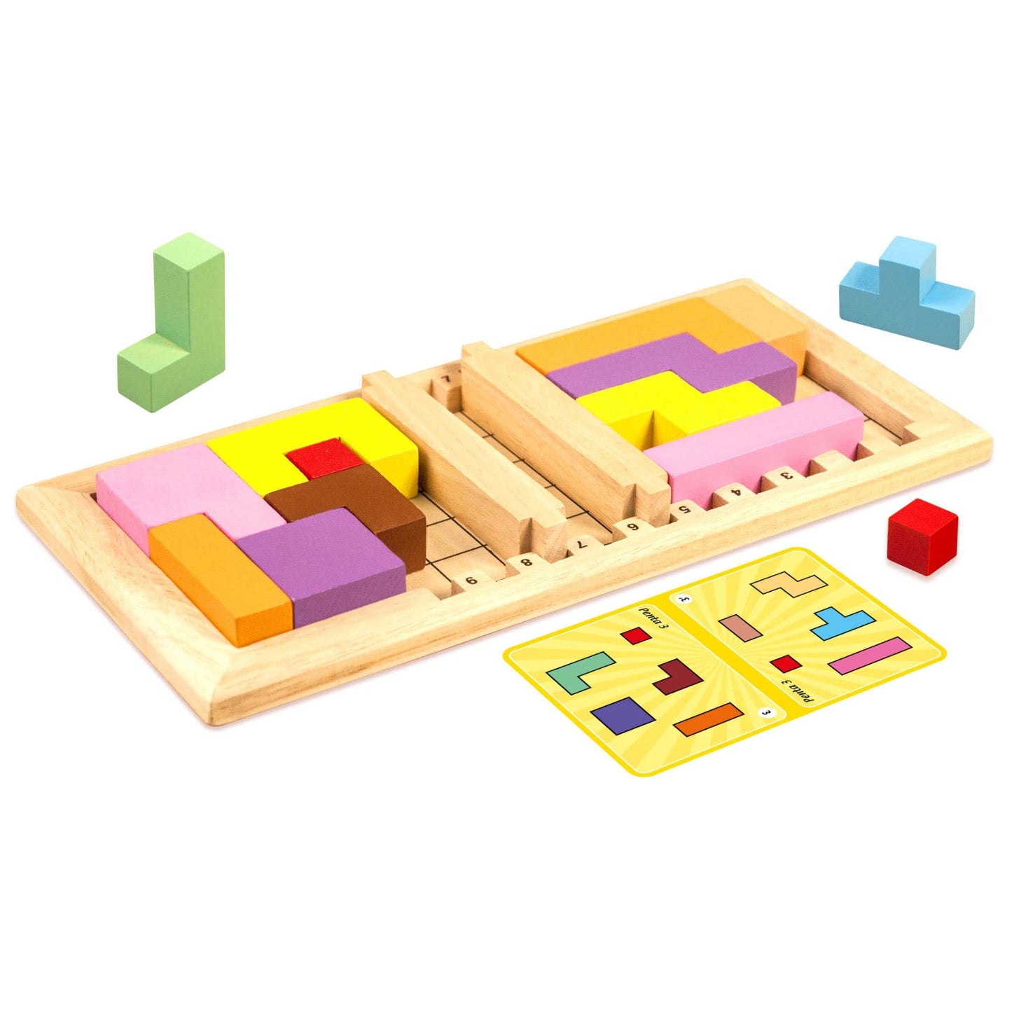 GIGAMIC Katamino Family Puzzle Game for Kids & Families, Wooden, Large, Gold, Model GZUF, 1-2 Players, 10 Minutes