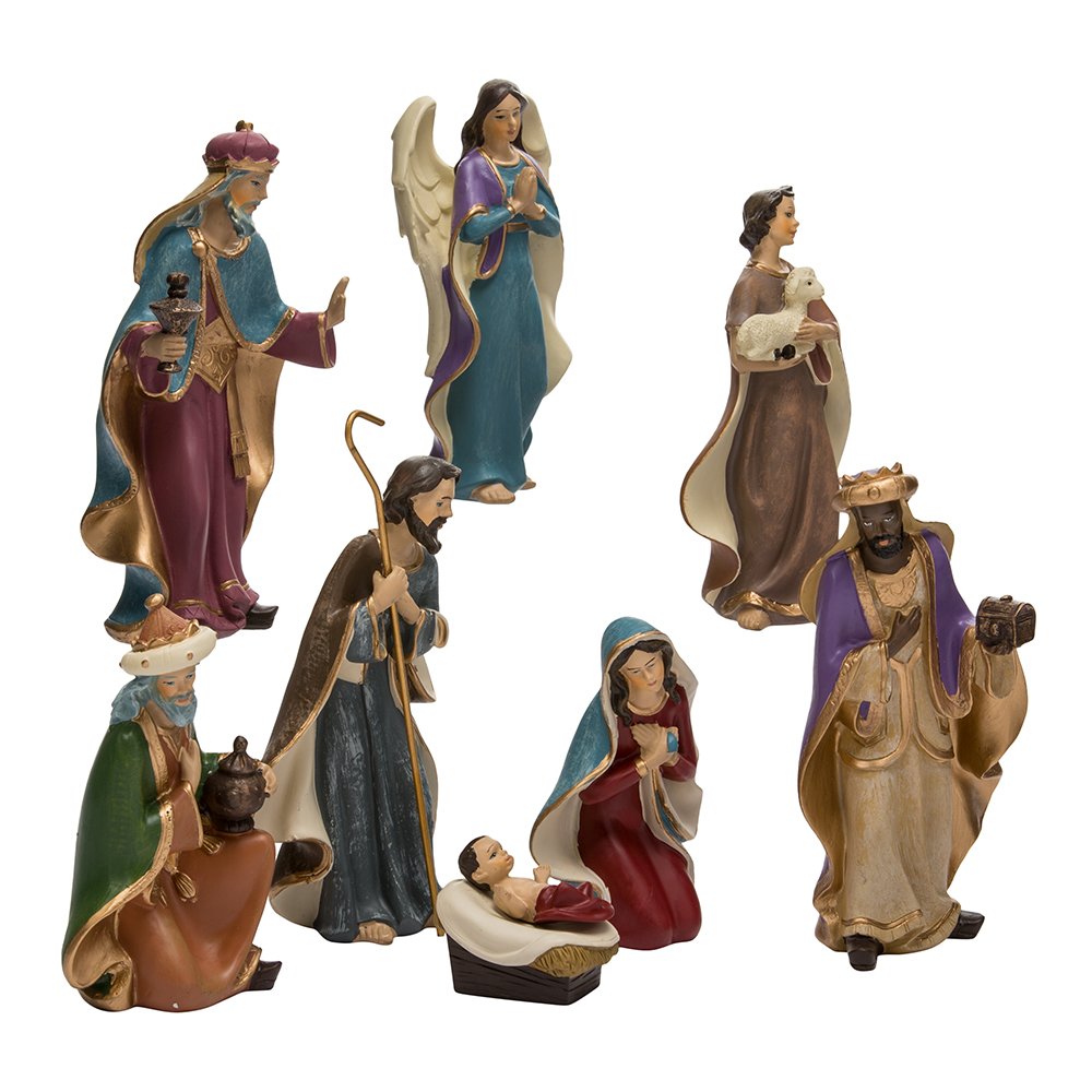 Kurt Adler Resin Nativity Figurine Set, 6.25-Inch, Set Of 8