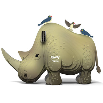 Eugy Rhino 3D Puzzle, 24 Piece Eco-Friendly Educational Toy Puzzles For Boys, Girls & Kids Ages 6+
