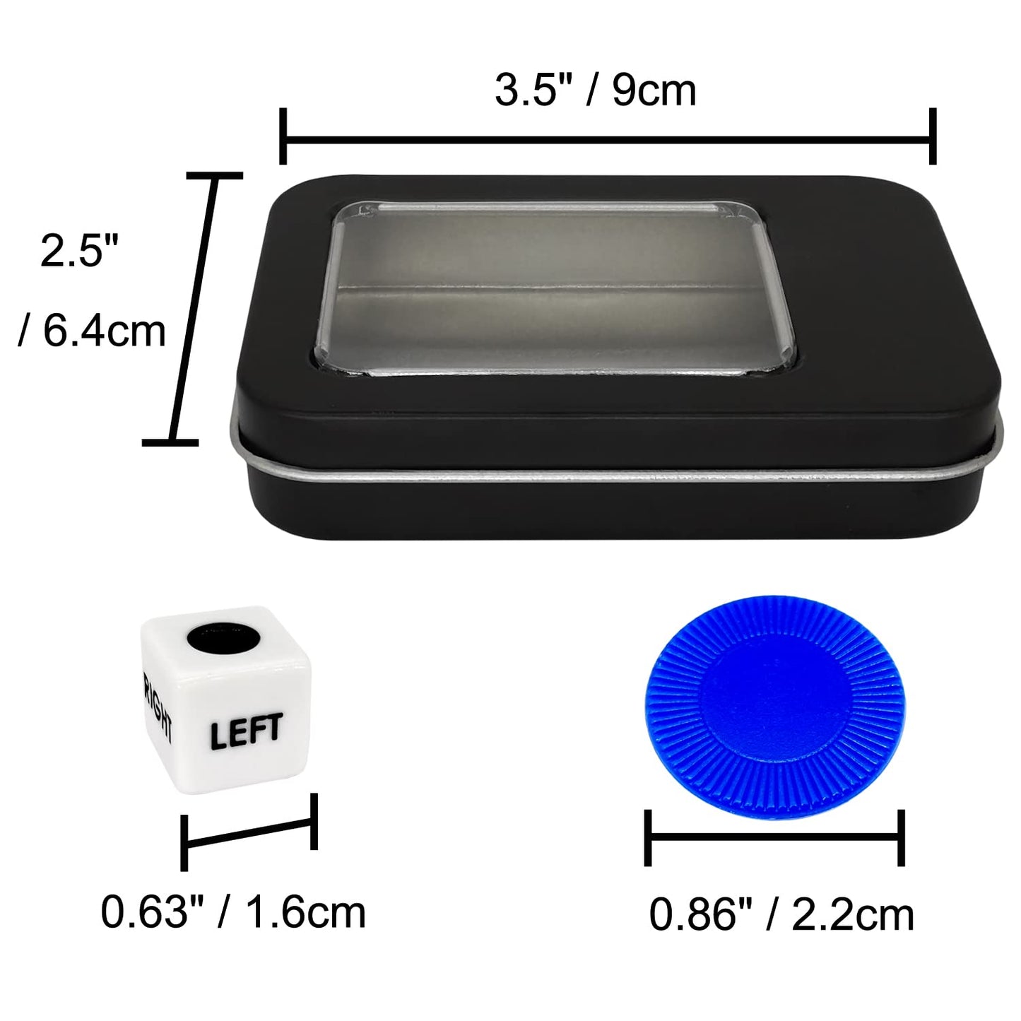 Left Right Center Dice Game Prime Set With 3 Dices + 40 Chips (Blue)