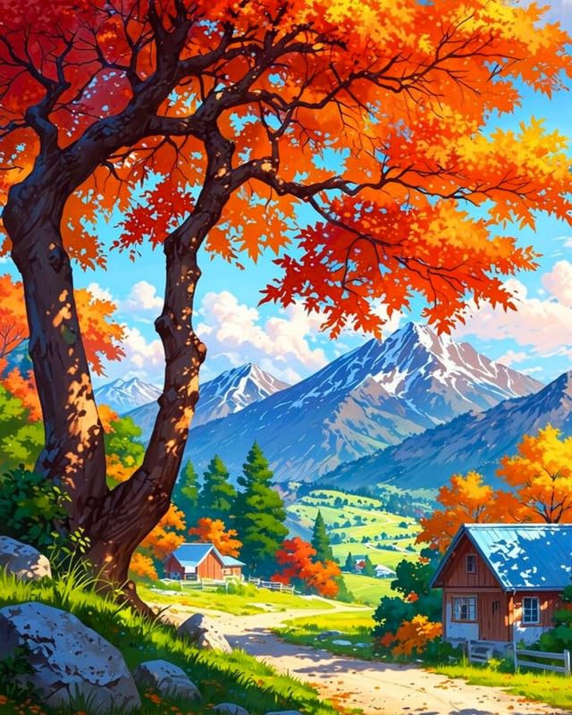 Tulip N Turtle Maple Lane Diy Acrylic Paint By Number Kit For Adults Beginner Canvas Painting By Number Acrylic Painting. Wall D