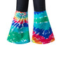 Iwalue 60S 70S Outfits Hippie Kid Girls Costume Set Disco Rainbow Boho Flared Pants Accessories Set(Rainbow,11-12 Years)