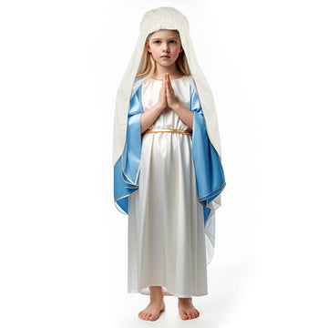 Virgin Mary Costume For Girls Biblical Costume Robe For Kids Halloween Bible Costume Set