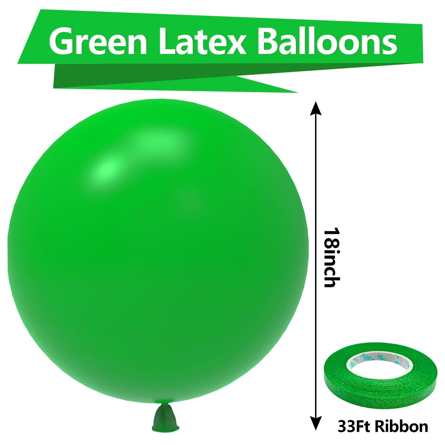 Bezente Green Balloons 18 Inch - 30 Pack Large Thick Light Green Balloons Big Round Green Latex Balloons For Birthday Baby Showe