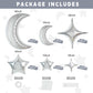 TONIFUL 52pcs Silver Moon & Star Foil Balloons - Large Moon Shape, Star Mylar for Birthday, Wedding, Baby Shower, Anniversary &