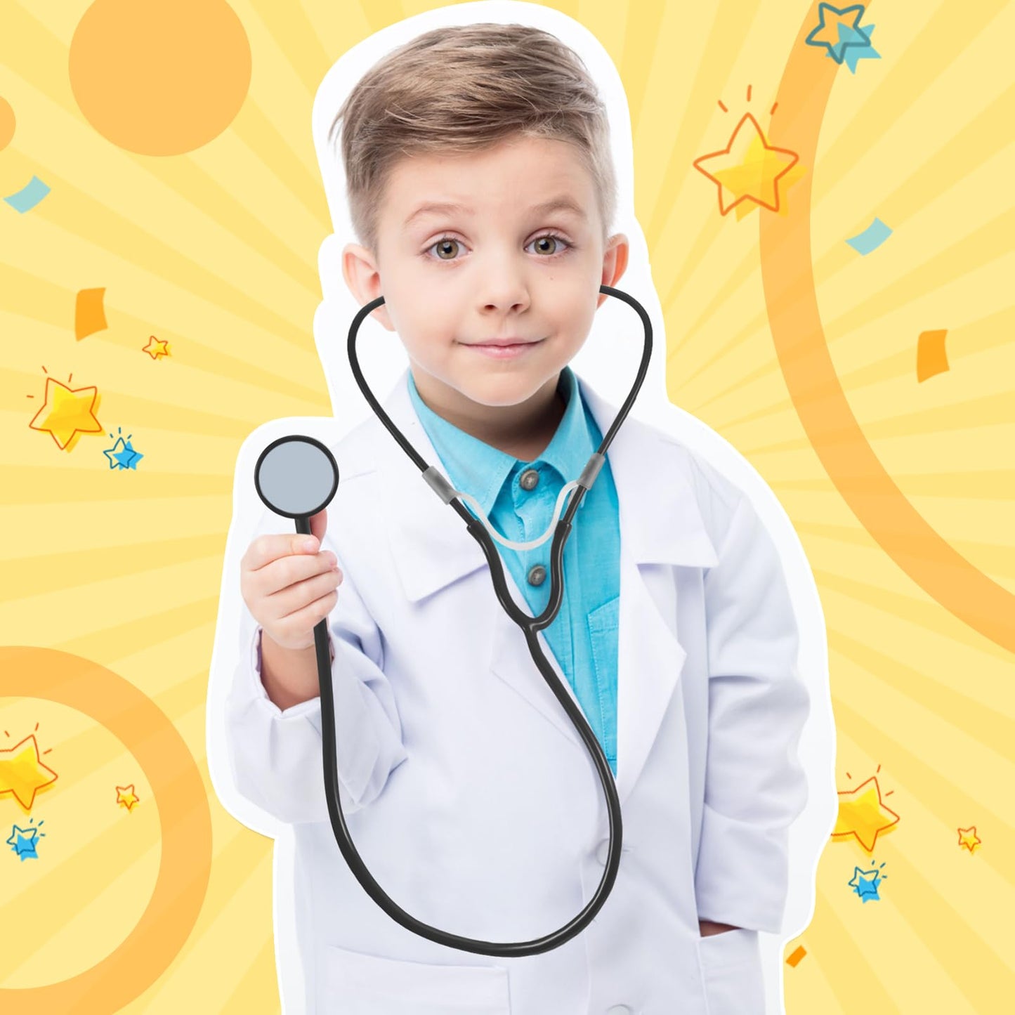 RoundFunny 5 Pack Boys Girls Kids Stethoscope Toy Disposable Plastic Stethoscope Real Working for Girls Boys Doctor Kit Role Pla