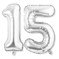 Flyloons 15 number Silver Foil Balloon 16 inch Size Birthday Decoration Items Pack of 2 | 15th Year Balloons | Fifteen