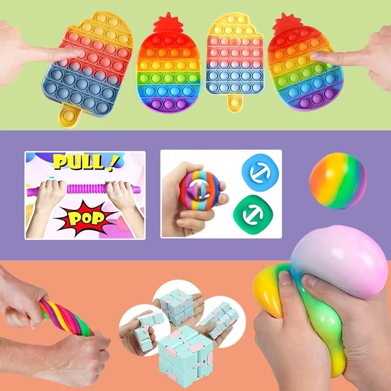 25 Pieces Large Fidget Mystery Box for Kids Girls & Boys - Fun Sensory Fidget Toys Bulk Variety Pack for Toddlers - Fidget Prize